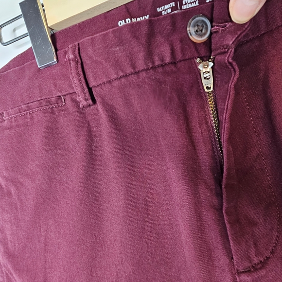 Old Navy Burgundy Chinos Pants Trousers Long Tall Inseam Mens Size Waist 34 - Picture 6 of 11